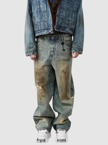 Custom Dirty Wash Baggy Jeans