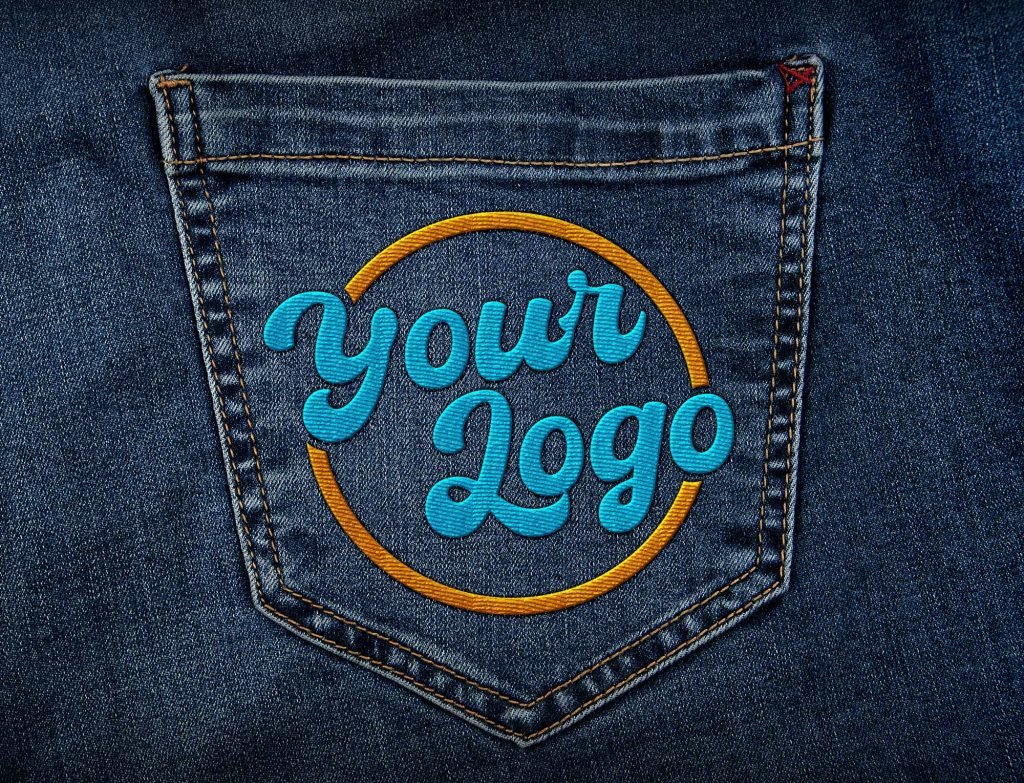 embroidery logo jeans