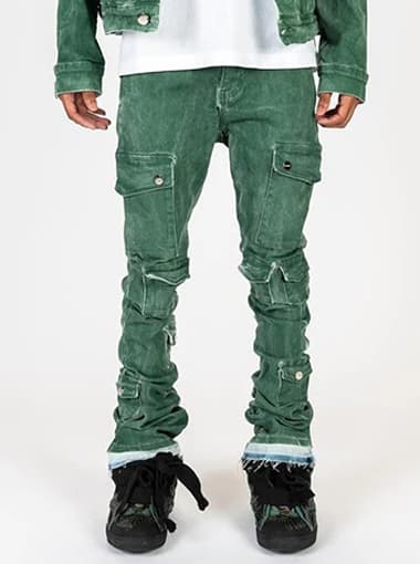 Multi-Pocket Stacked Jeans