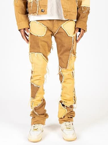 Patchwork Stacked Jeans