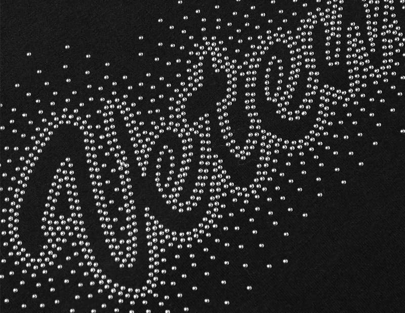 rhinestone logo denim jeans