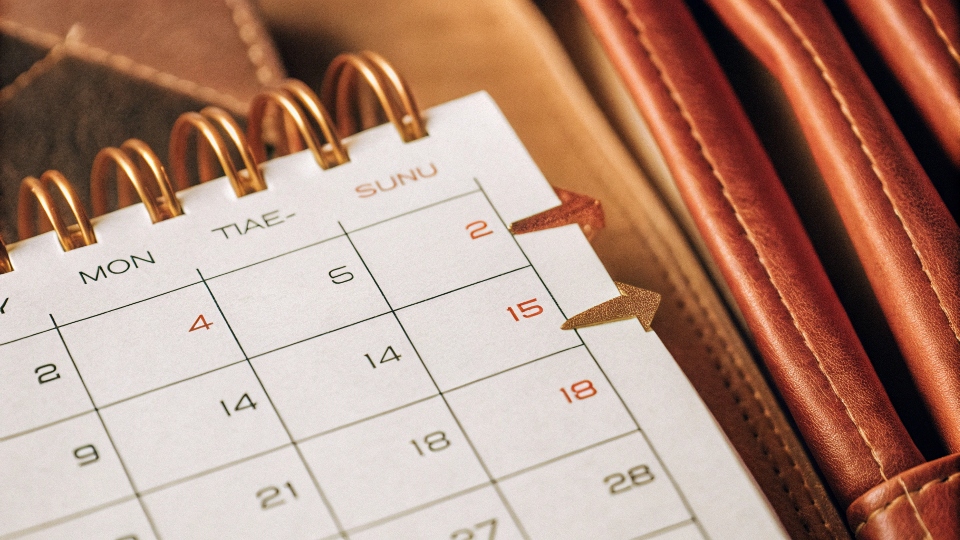 A calendar page showing arrows pointing to the end of major shopping seasons like "Back to School" and "Spring/Summer".