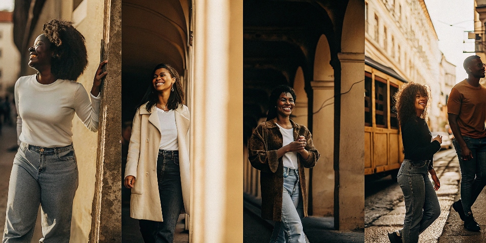 A collage of diverse people from different countries and cultures, all happily wearing blue jeans in their own unique style.