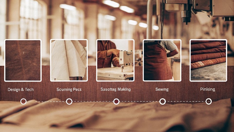 a flowchart showing the seven stages of jeans manufacturing