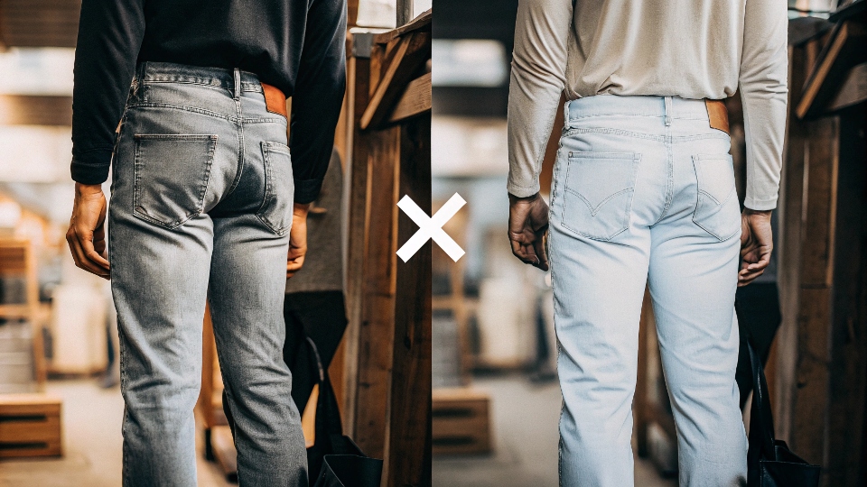 A comparison chart showing different international jean size conversions, emphasizing the lack of standardization.