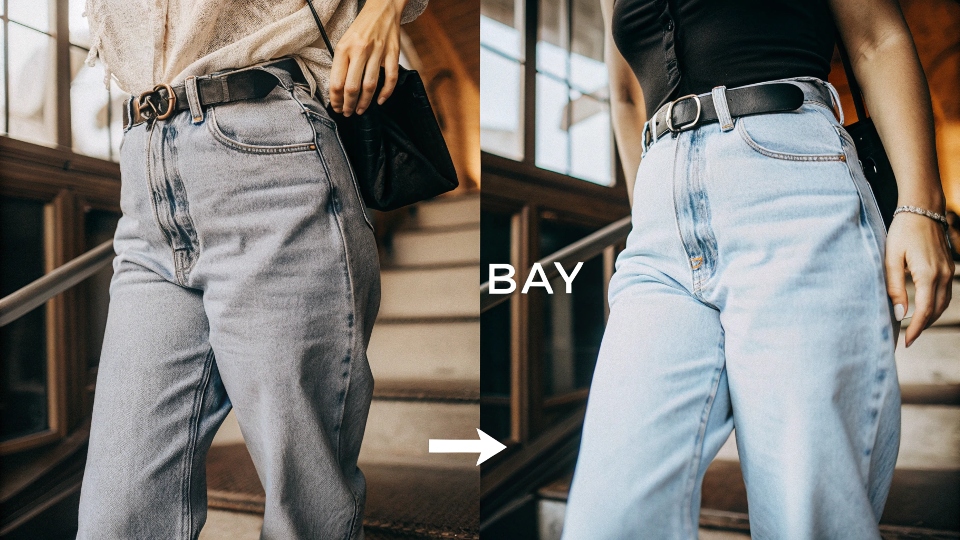 A fashion pendulum graphic showing the swing from skinny jeans to baggy jeans.