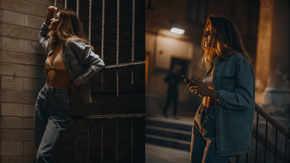 A collage of Guess ads showing 90s supermodels on one side and modern social media influencers on the other.