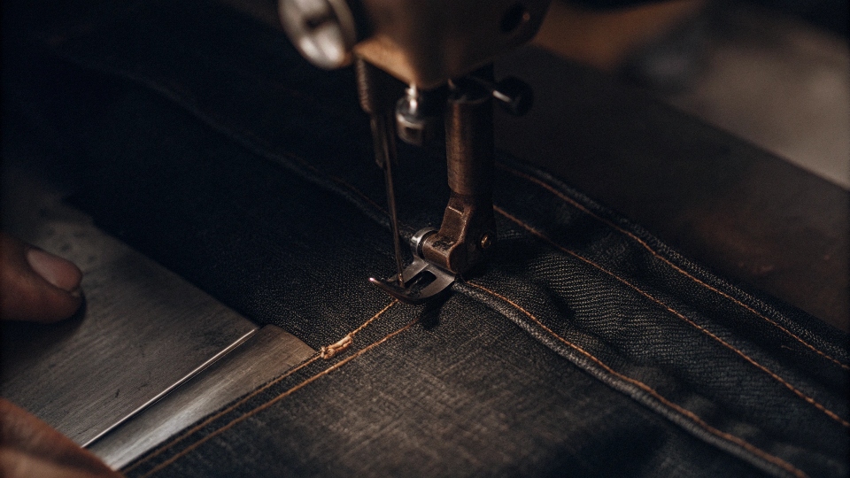 A detailed diagram showing how to alter a jean leg by only adjusting the inseam, preserving the original outseam.