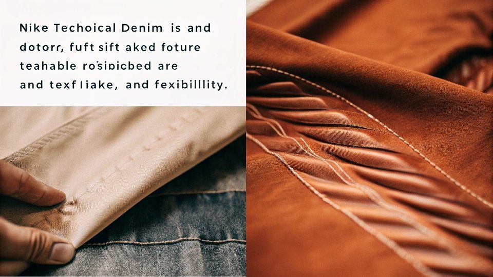 A close-up shot showing the soft texture and flexibility of Nike's technical denim fabric