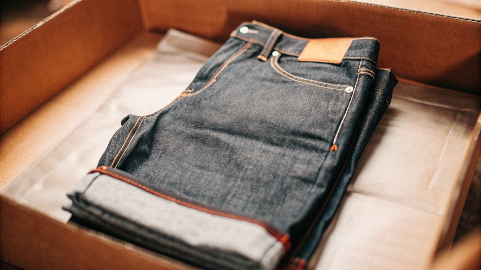 Identifying Raw Denim Levi's A brand new pair of stiff, dark raw denim Levi's jeans, folded sharply