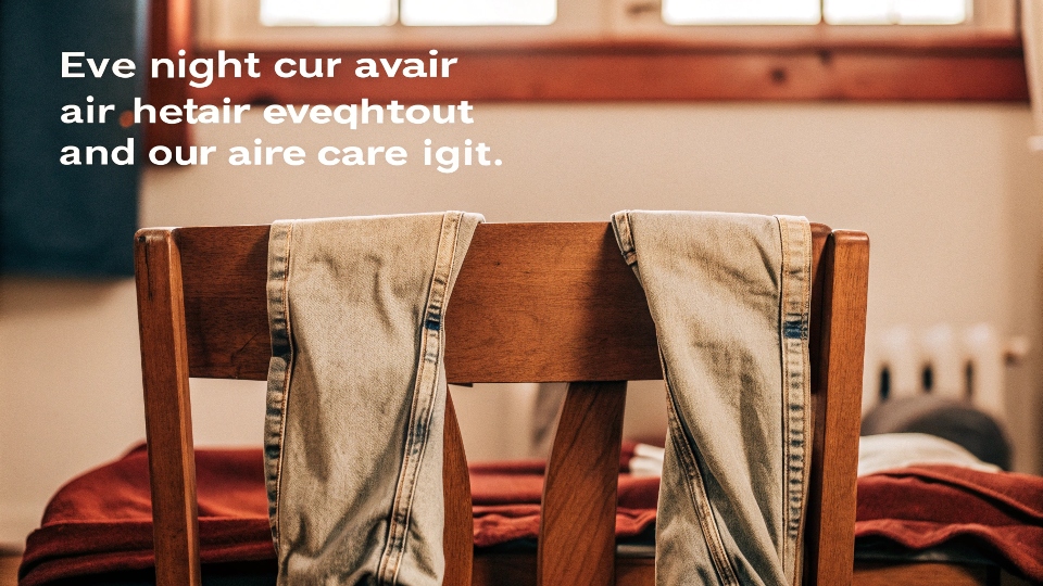 A pair of jeans hanging over the back of a chair to air out overnight