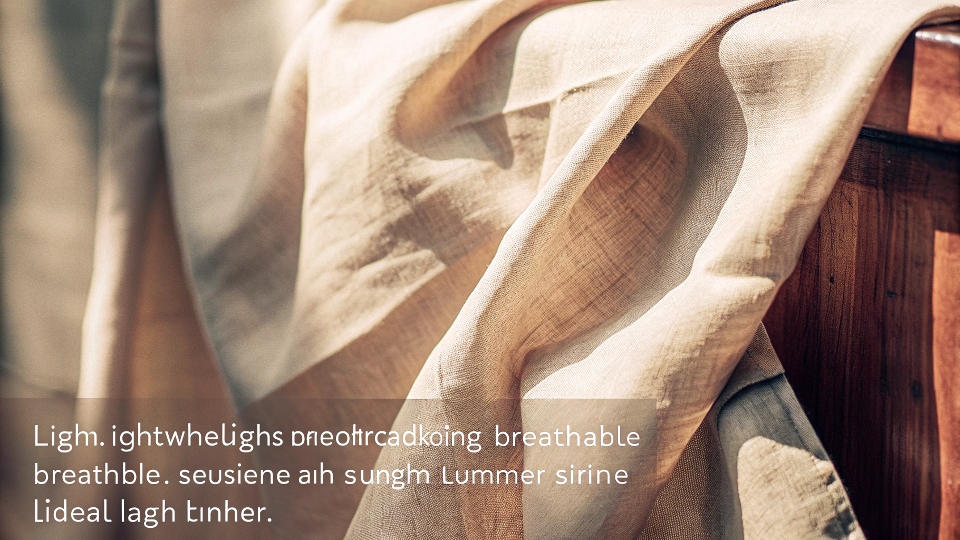 A close-up shot of lightweight, breathable linen fabric, perfect for a summer long-sleeve shirt