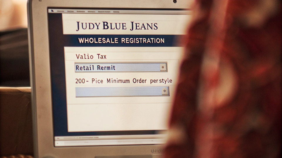 A computer screen showing the Judy Blue Jeans wholesale registration page
