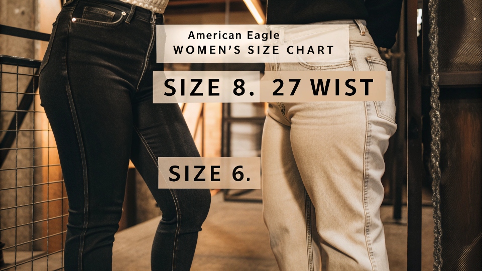 A women's size chart showing the conversion between waist size and numeric jean size