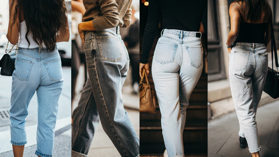Baggy Jeans for Different Body Types A collage of four people with different body types all looking great in baggy jeans