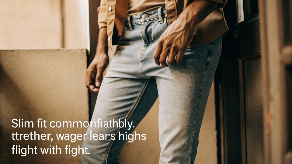 A man with an athletic build comfortably wearing a pair of slim-fit stretch jeans