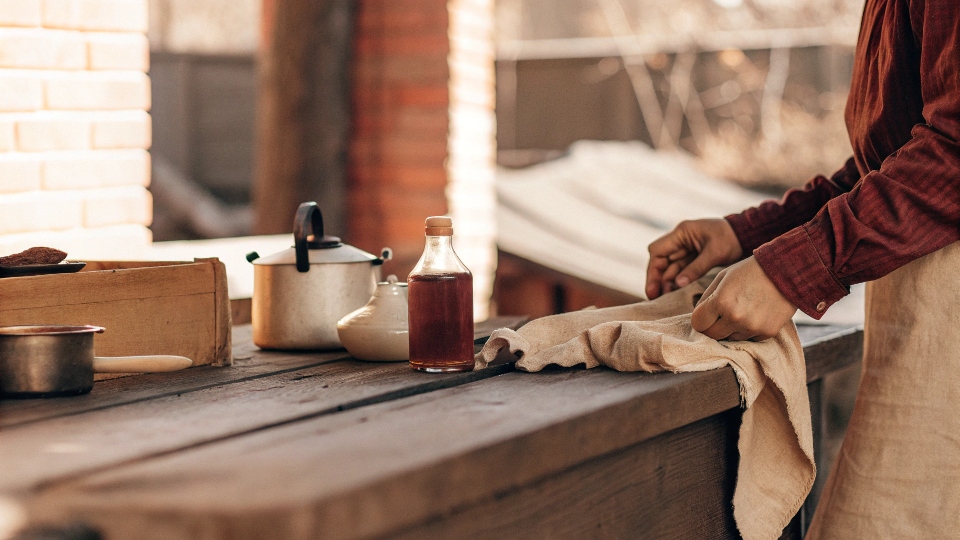Different methods for dyeing jeans: a [dye kit](https://www.ritdye.com/products/back-to-blue-denim-dye-kit/)[^5], a pot of coffee, and a bottle of vinegar