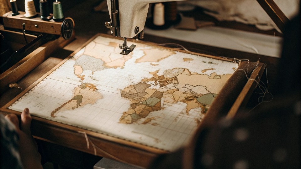 A world map with key clothing manufacturing countries like China, Vietnam, and Turkey highlighted