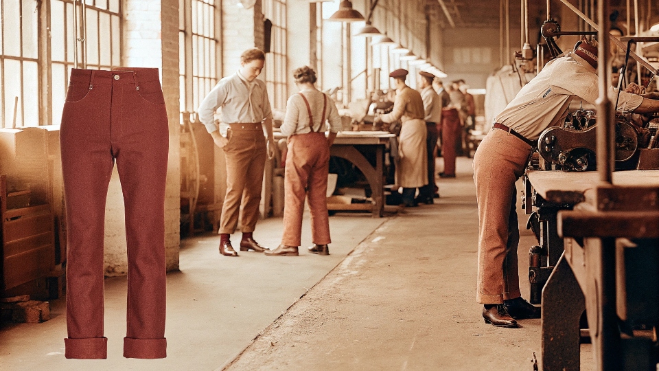 A vintage black and white photo of early 20th-century factory workers