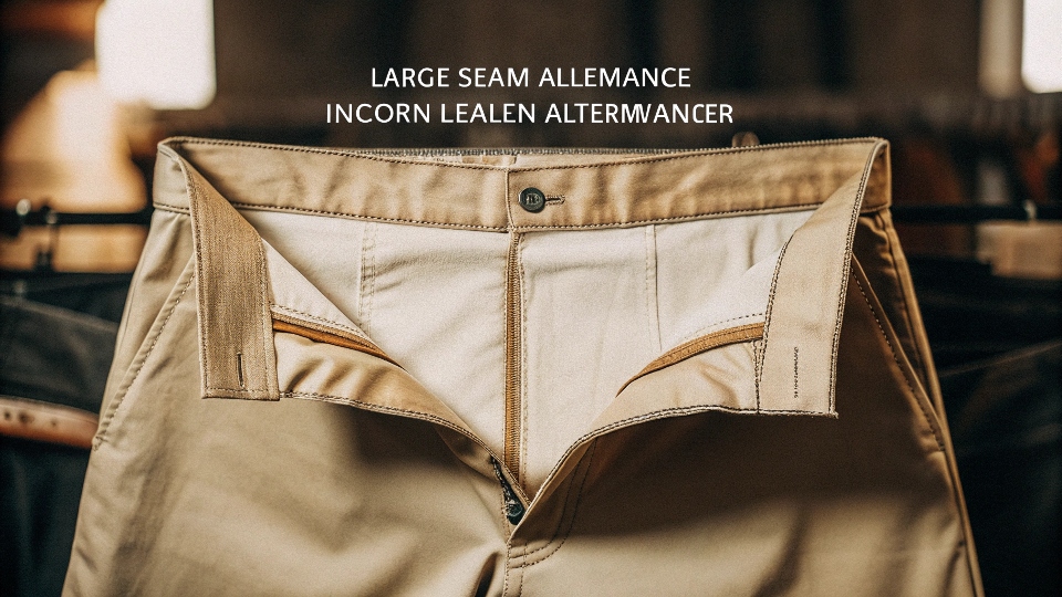 An inside-out view of dress pants showing a large [seam allowance](https://blog.fabrics-store.com/2025/04/22/understanding-seam-allowance-a-simple-guide/)[^6] at the center back seam