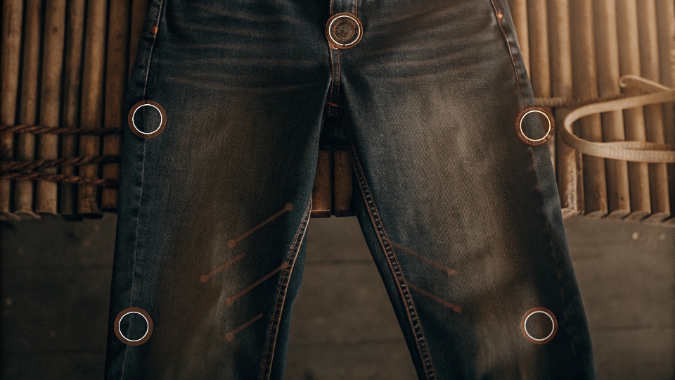 A diagram showing the stress points on a pair of jeans that naturally loosen over time yy