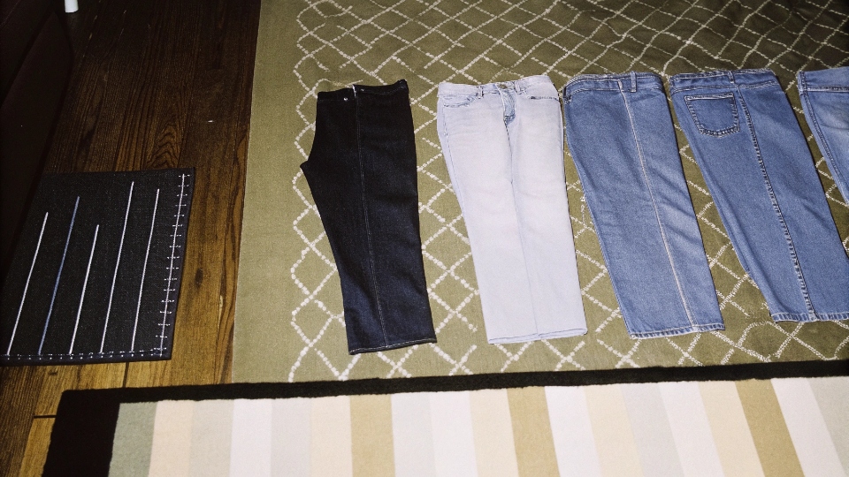 A Gantt chart showing the different phases and timelines of a custom jean production run