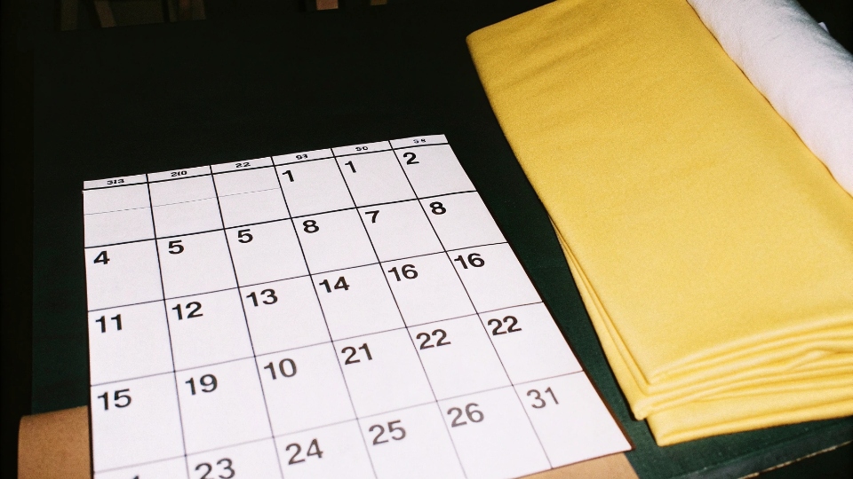 Lead Time for Custom Denim Fabric Orders A factory production calendar with a block of time labeled "Custom Fabric Milling & Delivery"