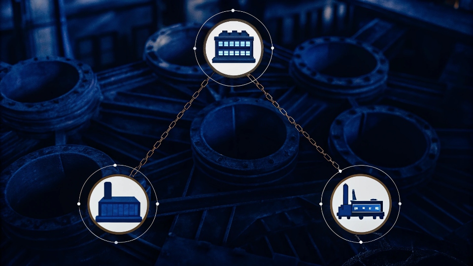 Multi-Factory Coordination for Large Orders An infographic showing a central hub orchestrating production across three different factory icons.