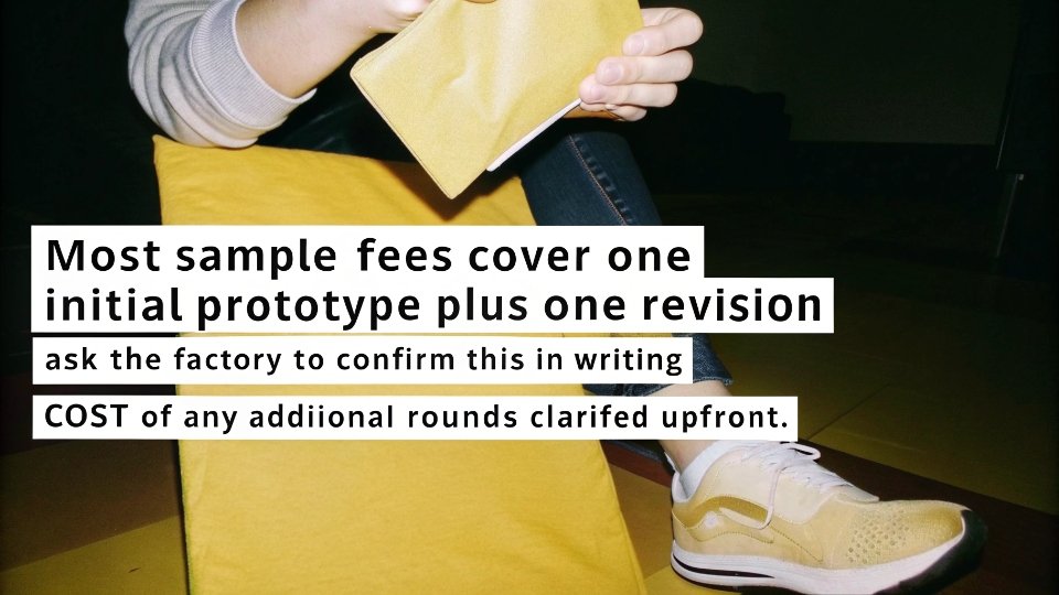 An invoice with a line item for a sample fee and a note about included revisions