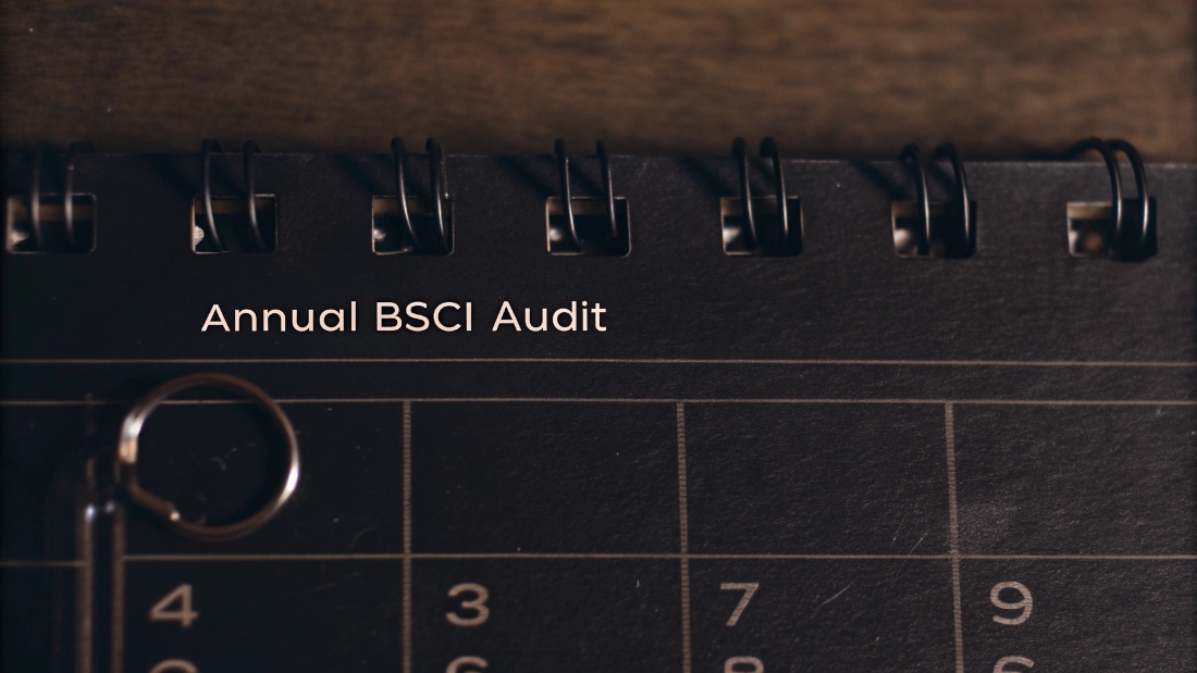 Annual Third-Party Labor Audits A calendar page with a date circled and labeled "Annual BSCI Audit"