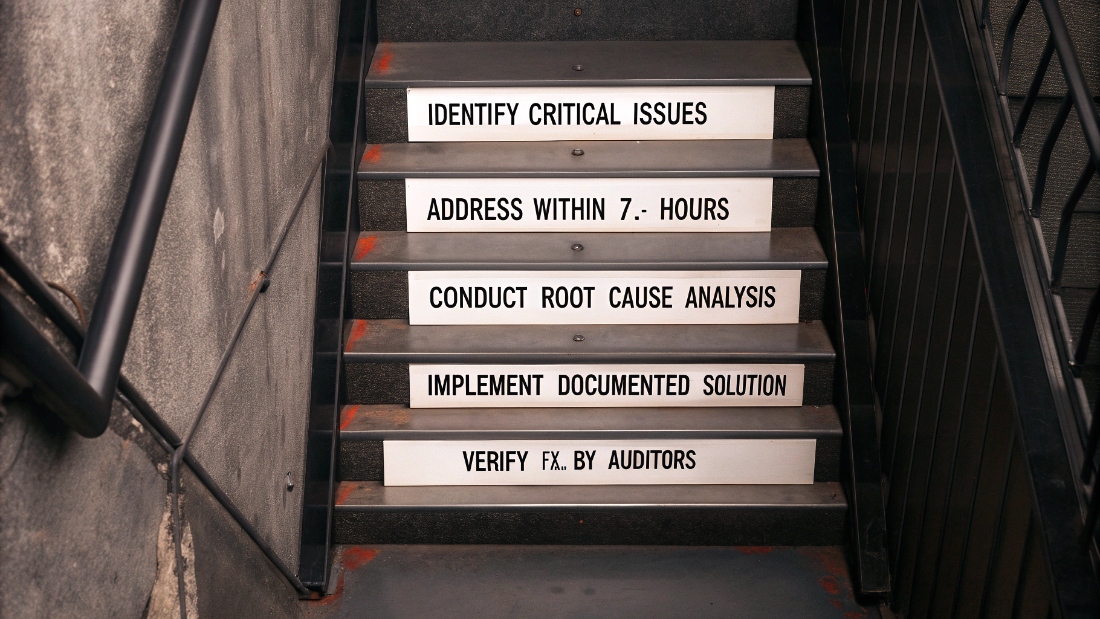 Addressing and Resolving Audit Findings A flowchart showing a 5-step process for addressing audit findings