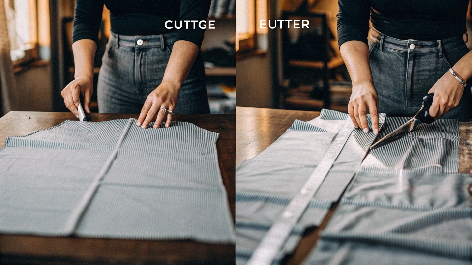Adjusting Pattern Cut Sizes for Shrinkage A diagram comparing a larger cutting pattern to the smaller, final desired garment size after shrinkage