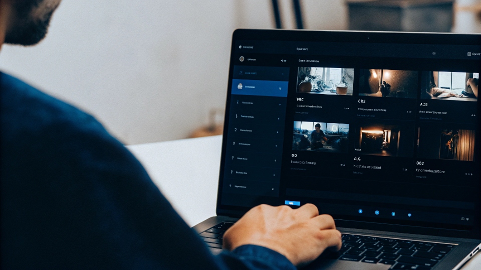 A designer looking at an online production tracking portal on a laptop