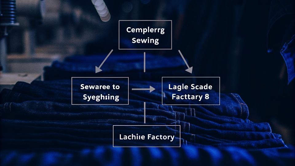 Splitting Order Volume Across Sister Factories A flowchart showing a large order being strategically split between Factory A (complex sewing) and Factory B (large-scale washing).
