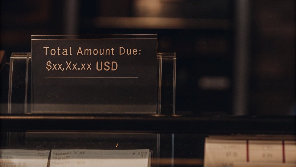Invoice in USD for Custom Jeans Export A clear photo of a commercial invoice with "Total Amount Due: $XX,XXX.XX USD" prominently displayed.