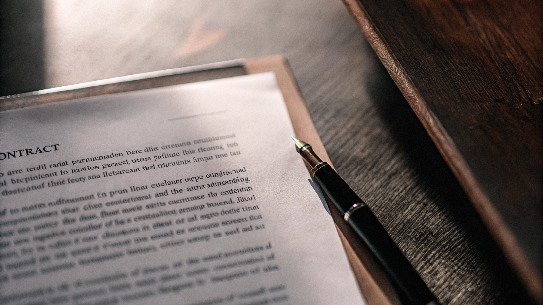 Guaranteeing Design Confidentiality with a Contract A signed contract with a clause on confidentiality highlighted, signifying a legal guarantee.