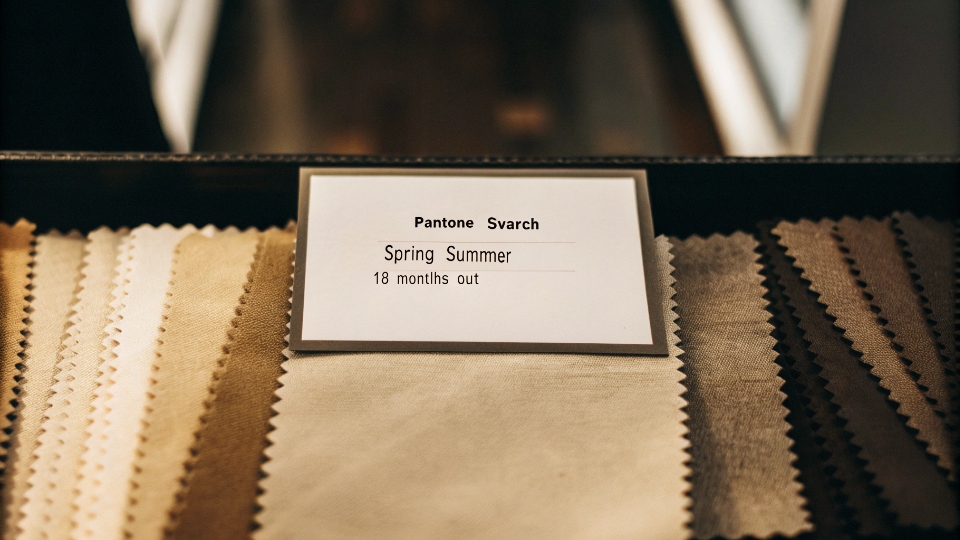 Denim Color Trend Forecast Presentation A presentation slide showing a color forecast with Pantone swatches for the upcoming Spring/Summer season.