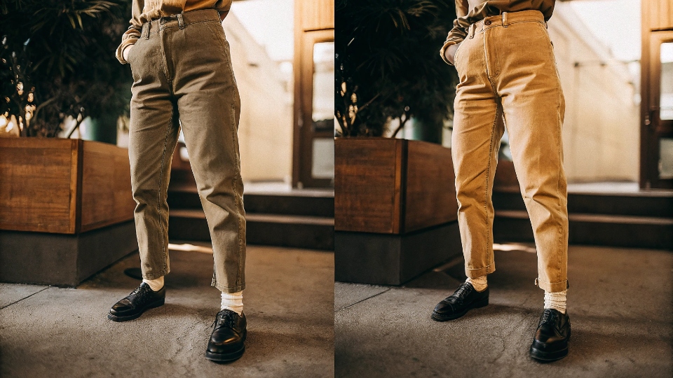 The Difficulty of Altering Jeans A before-and-after image showing a failed attempt to add a fabric panel to a pair of jeans.