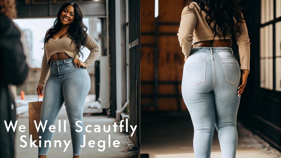 Skinny Jeans Celebrating the Body's Natural Curves A confident woman with curves wearing well-fitting skinny jeans that beautifully highlight her shape.
