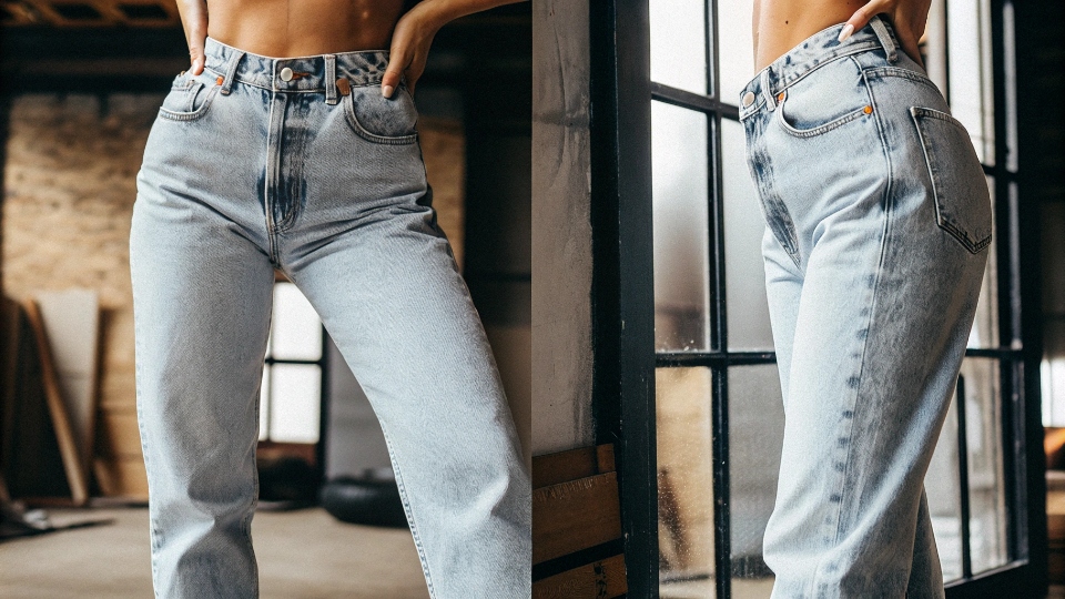 Straight-Leg Jeans on a Rectangle Body Shape A model with a "rectangle" body shape looking chic and well-proportioned in classic straight-leg jeans.