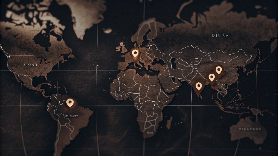 Levi's Global Production Map A world map with pins on various countries like China, Mexico, and Egypt, indicating Levi's global manufacturing sites.