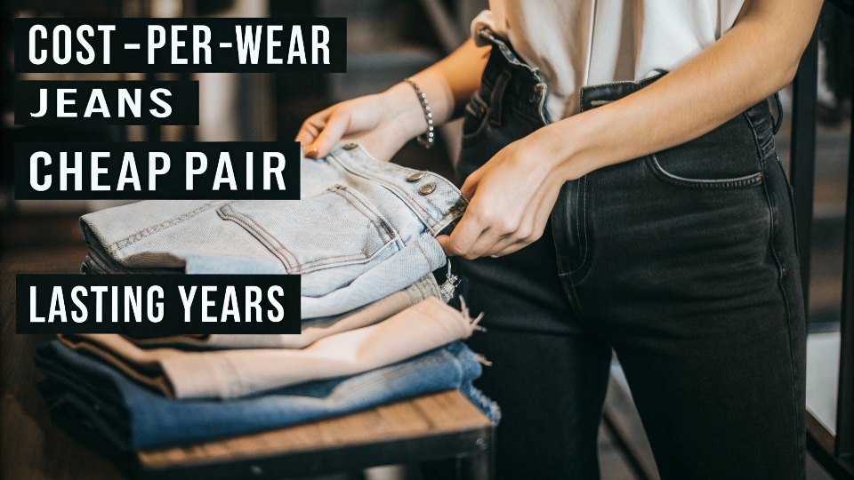 The Financial Value of Investing in Quality Jeans An infographic showing the concept of 'cost-per-wear,' with a cheap jean being replaced three times versus one expensive jean lasting for years.