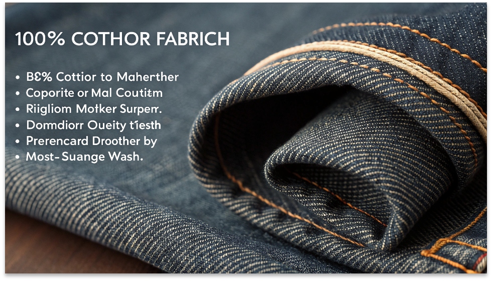 The Authentic Texture of Mother Superior Rigid Denim A close-up of the textured, 100% cotton fabric of a pair of Mother Superior jeans.