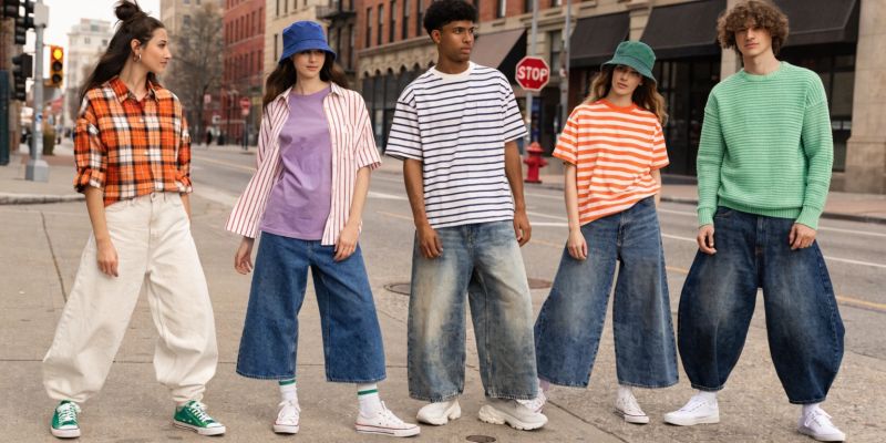 Gen Z wearing baggy relaxed jeans