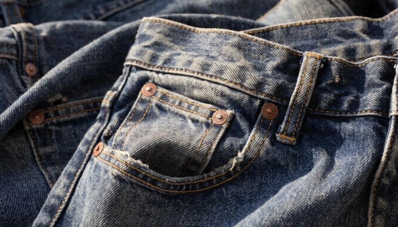 vintage copper rivets on jeans pocket