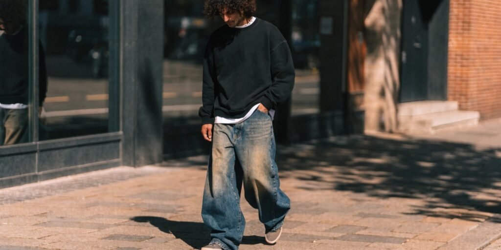 what should male wear with baggy jeans
