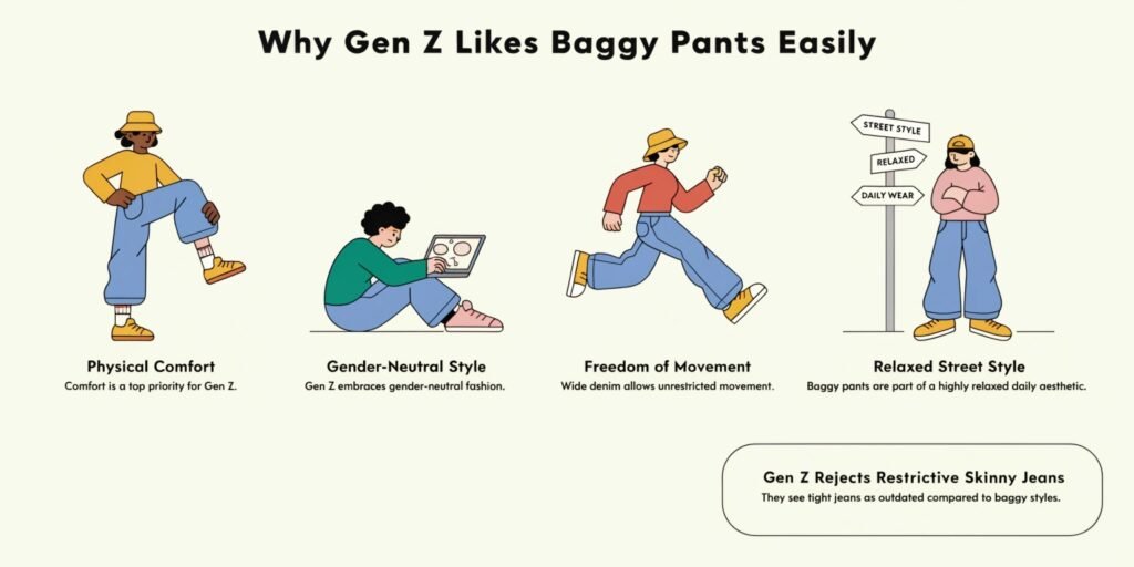why gen z like baggy pants easily