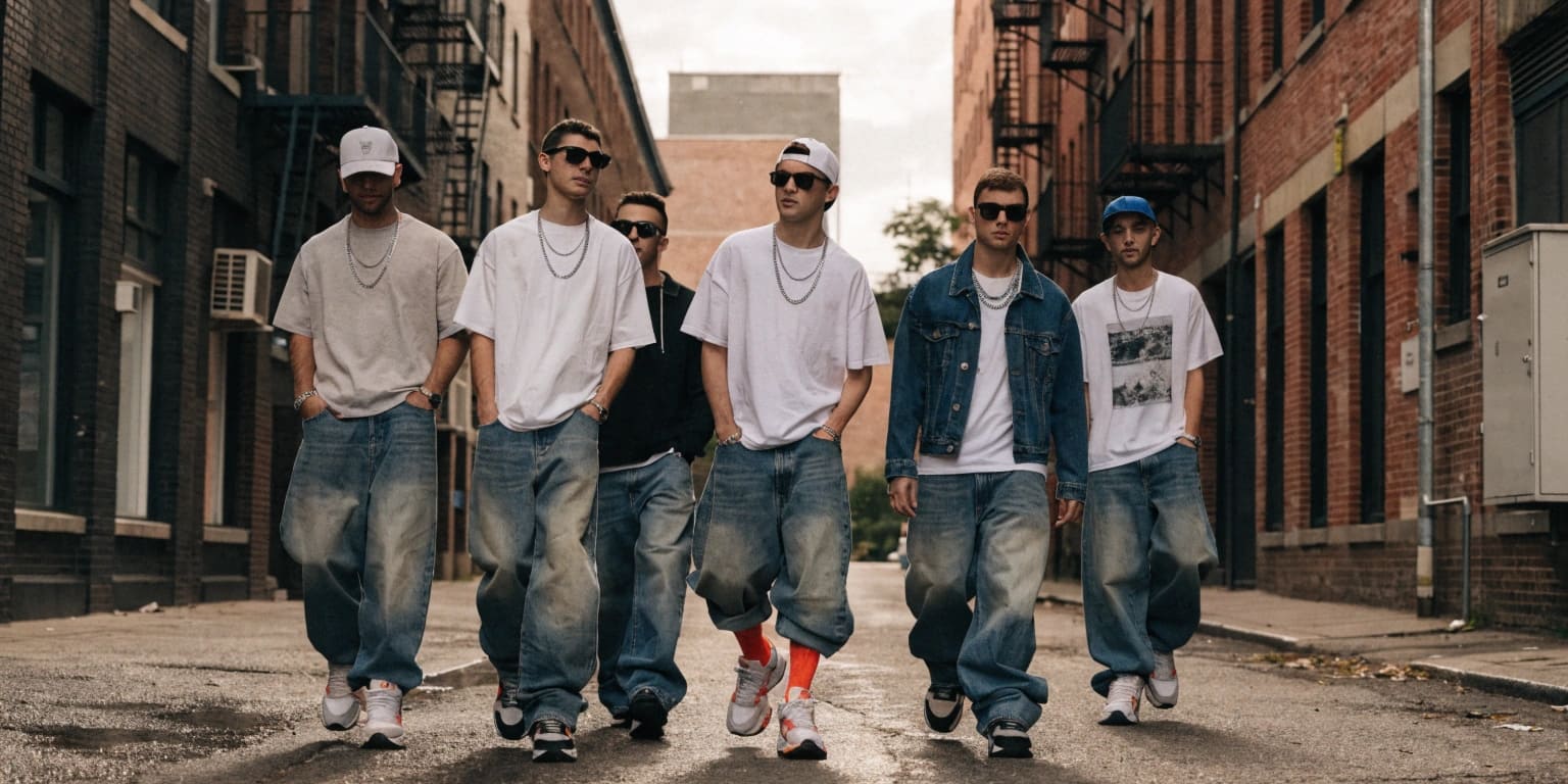 guys wearing baggy jeans