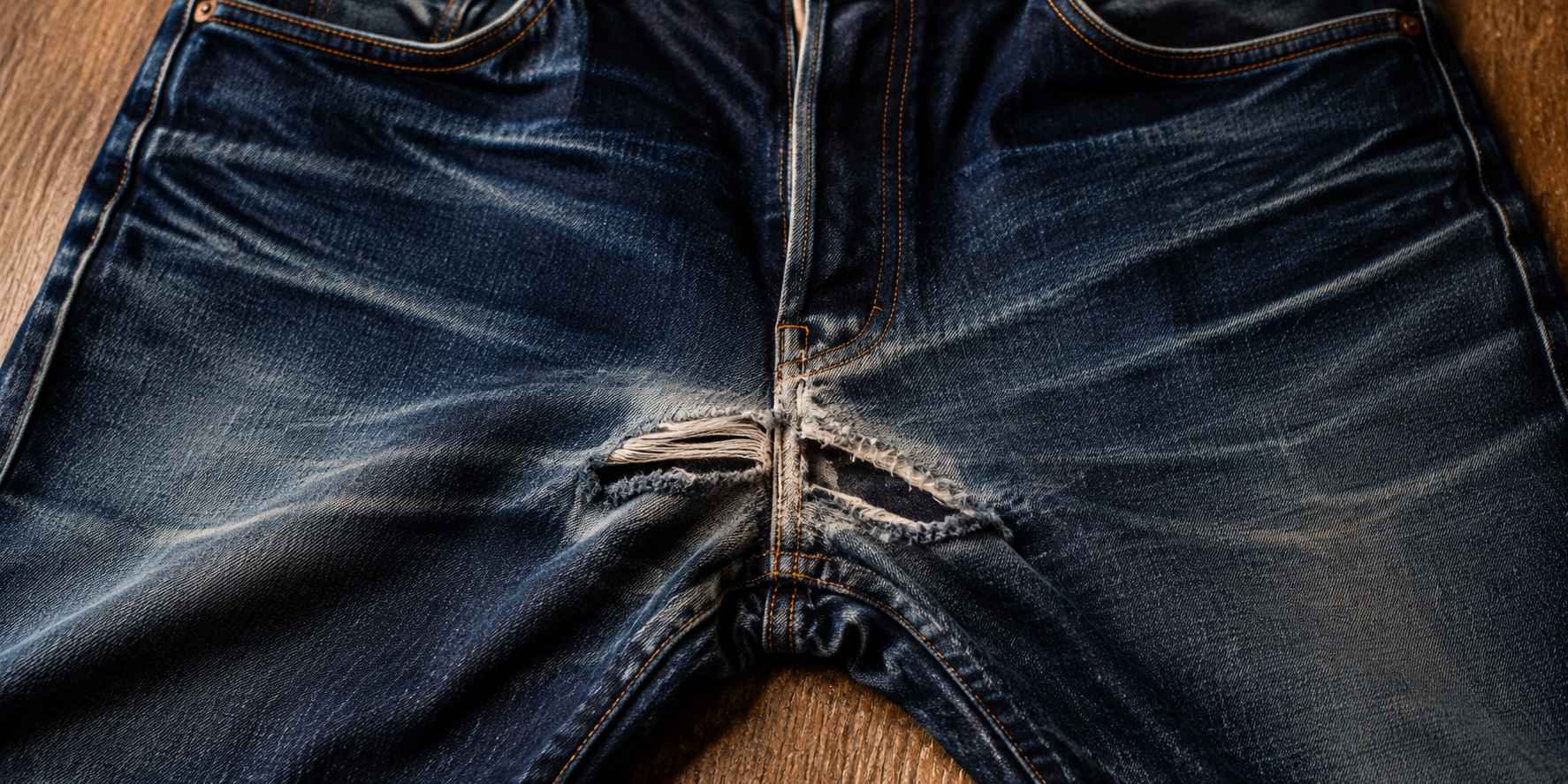 Denim Crotch Blowout from Wear
